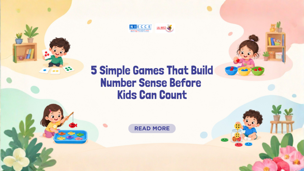 Preschool children playing a number sense sorting game with blocks